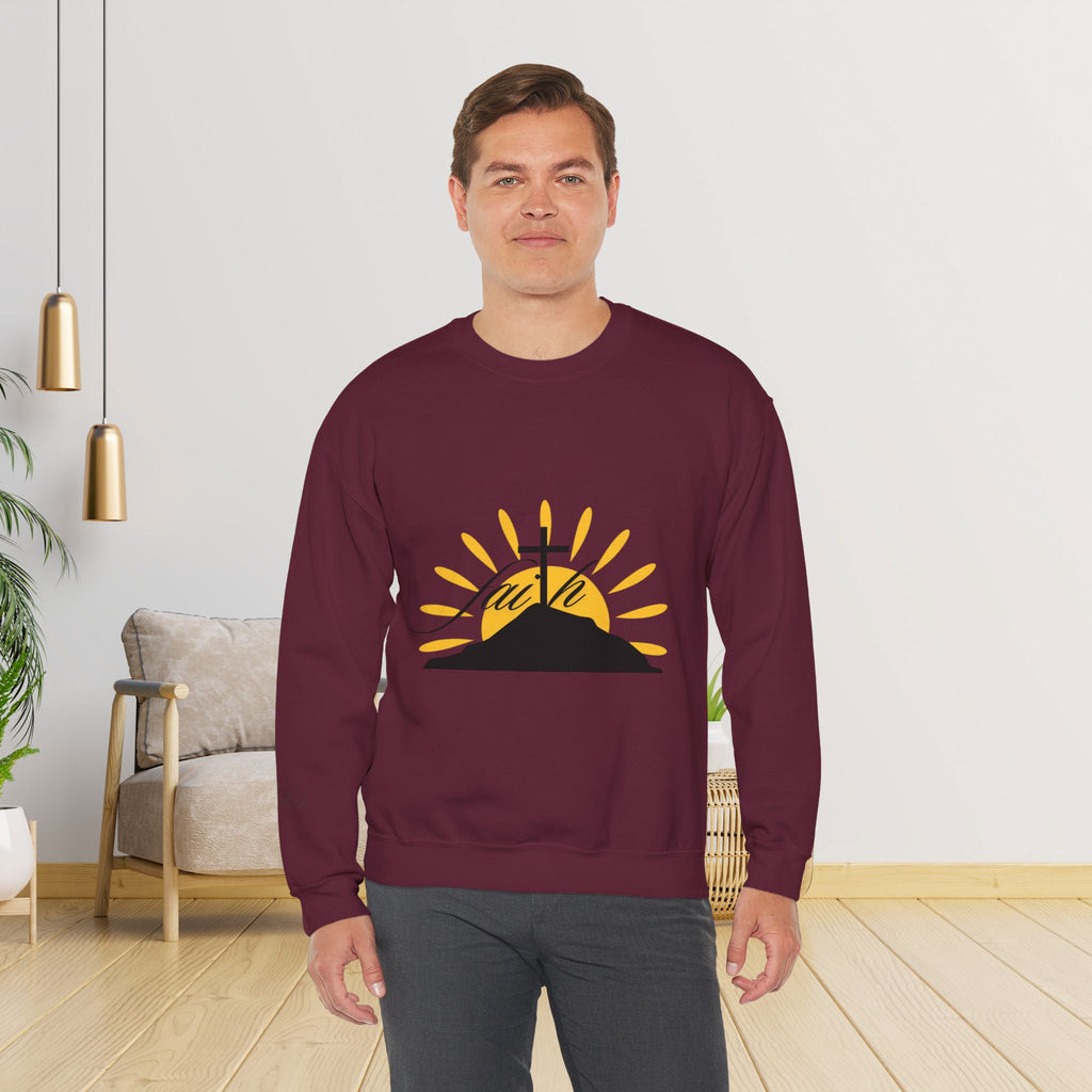 Faith Cross Sunrise - Men's Crewneck Sweatshirt