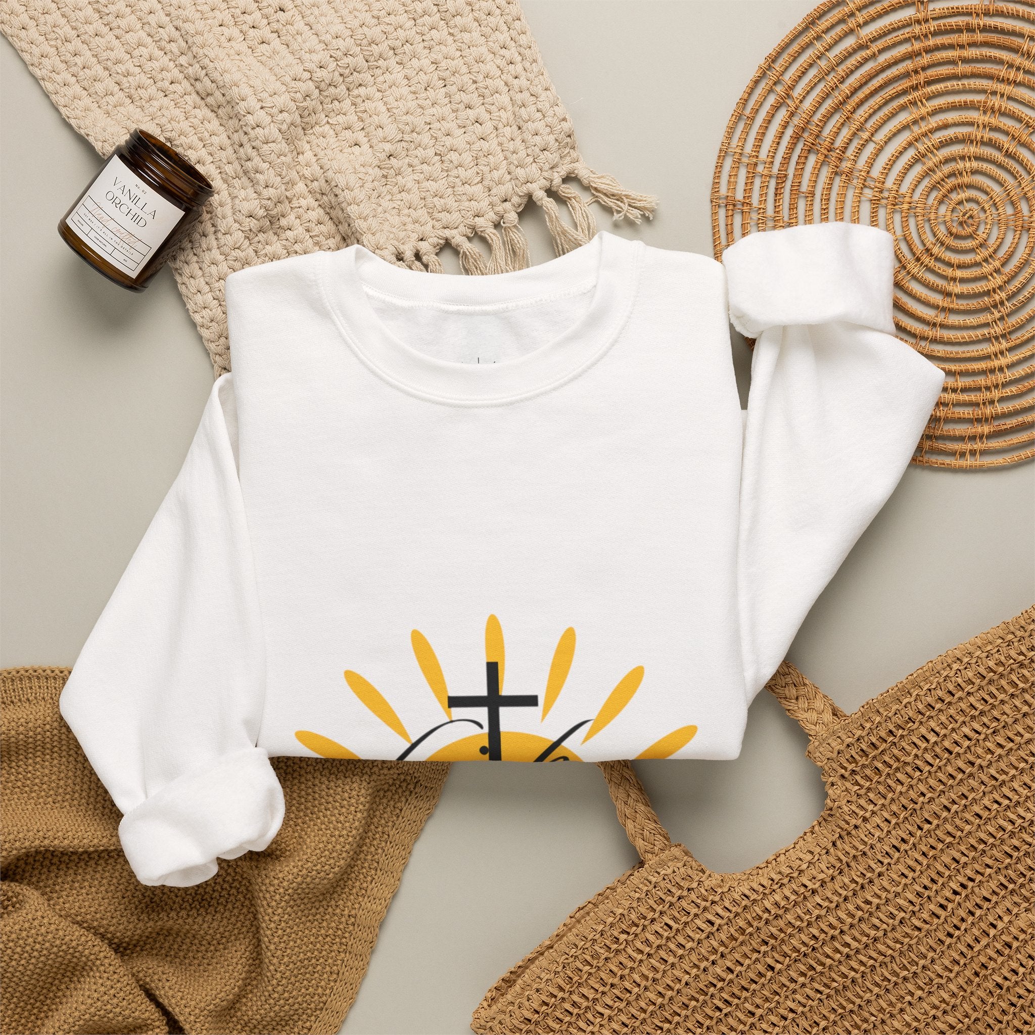 Faith Cross Sunrise - Women's Crewneck Sweatshirt