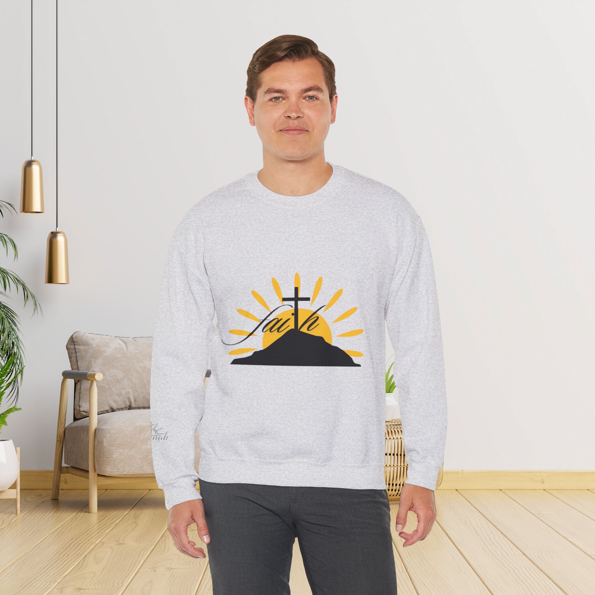 Faith Cross Sunrise - Men's Crewneck Sweatshirt