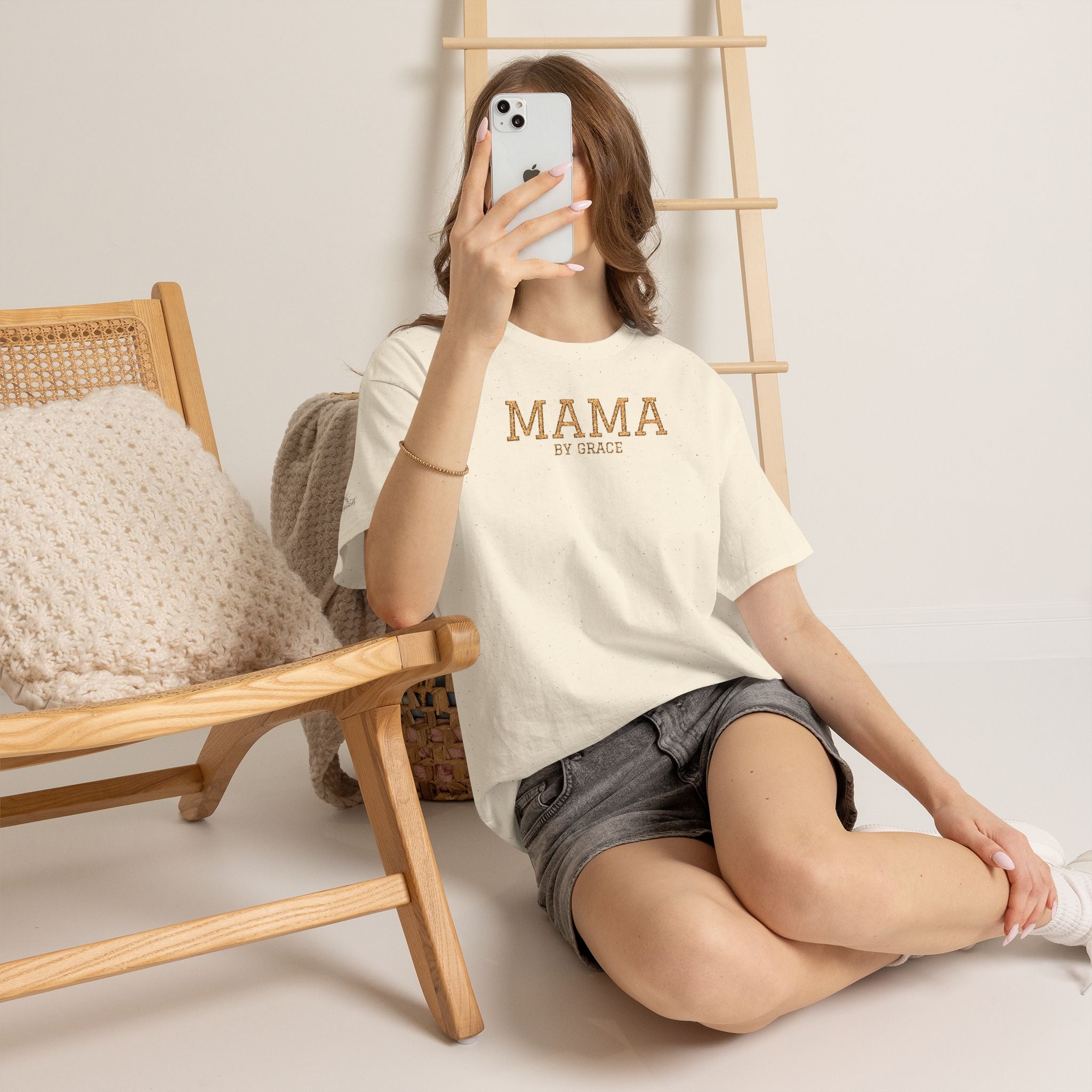 Mama by Grace - Embroidered Cotton T-Shirt