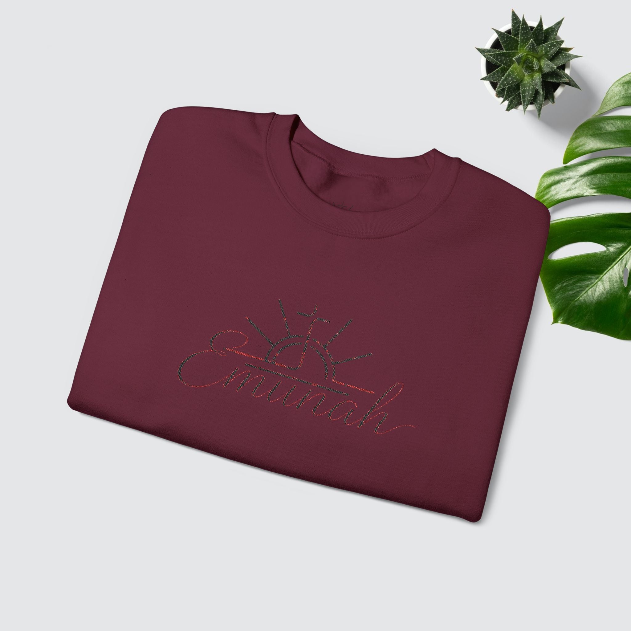 Emanah Sun Script embroidery, Cozy Neutral Pullover - Men's Crewneck Sweatshirt