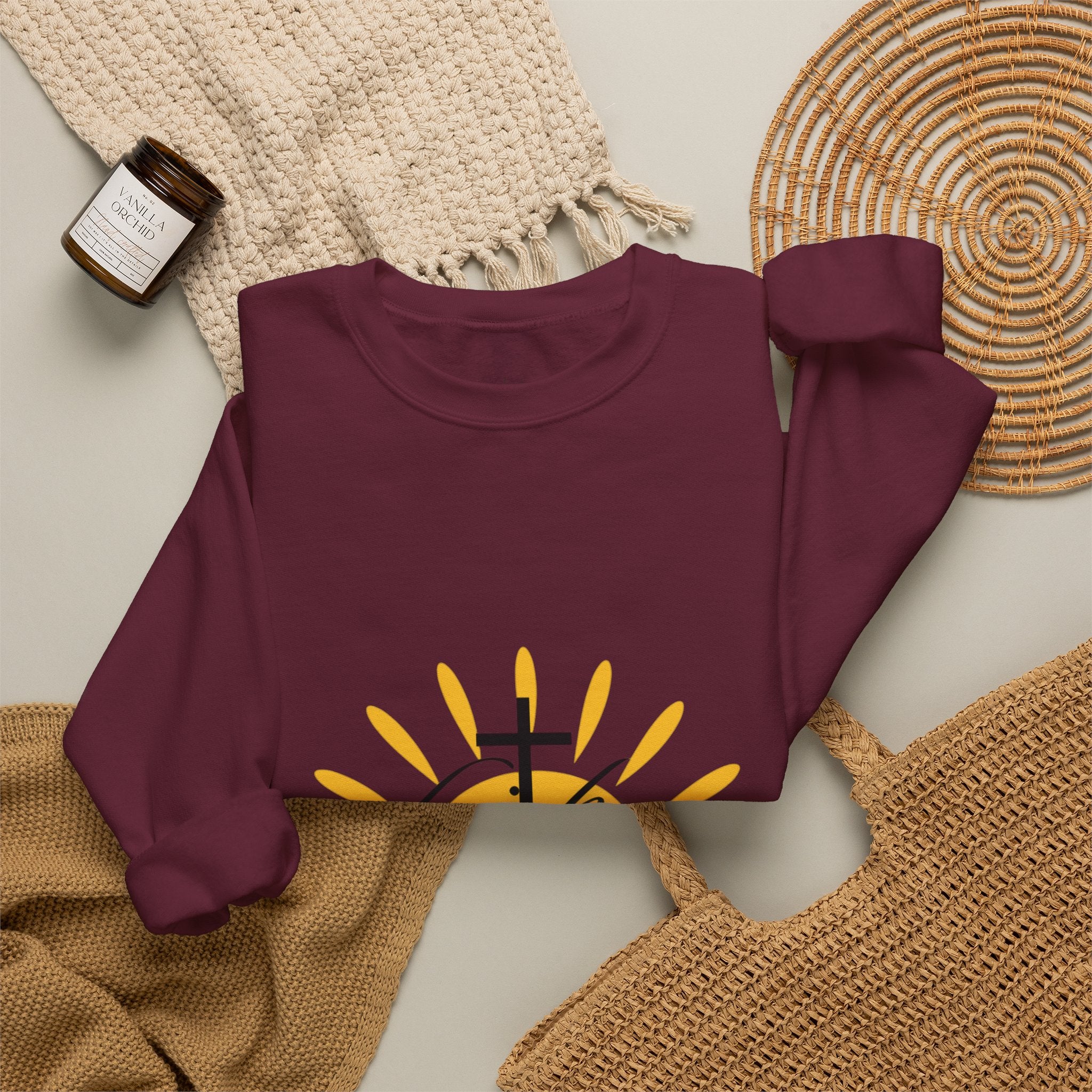 Faith Cross Sunrise - Men's Crewneck Sweatshirt