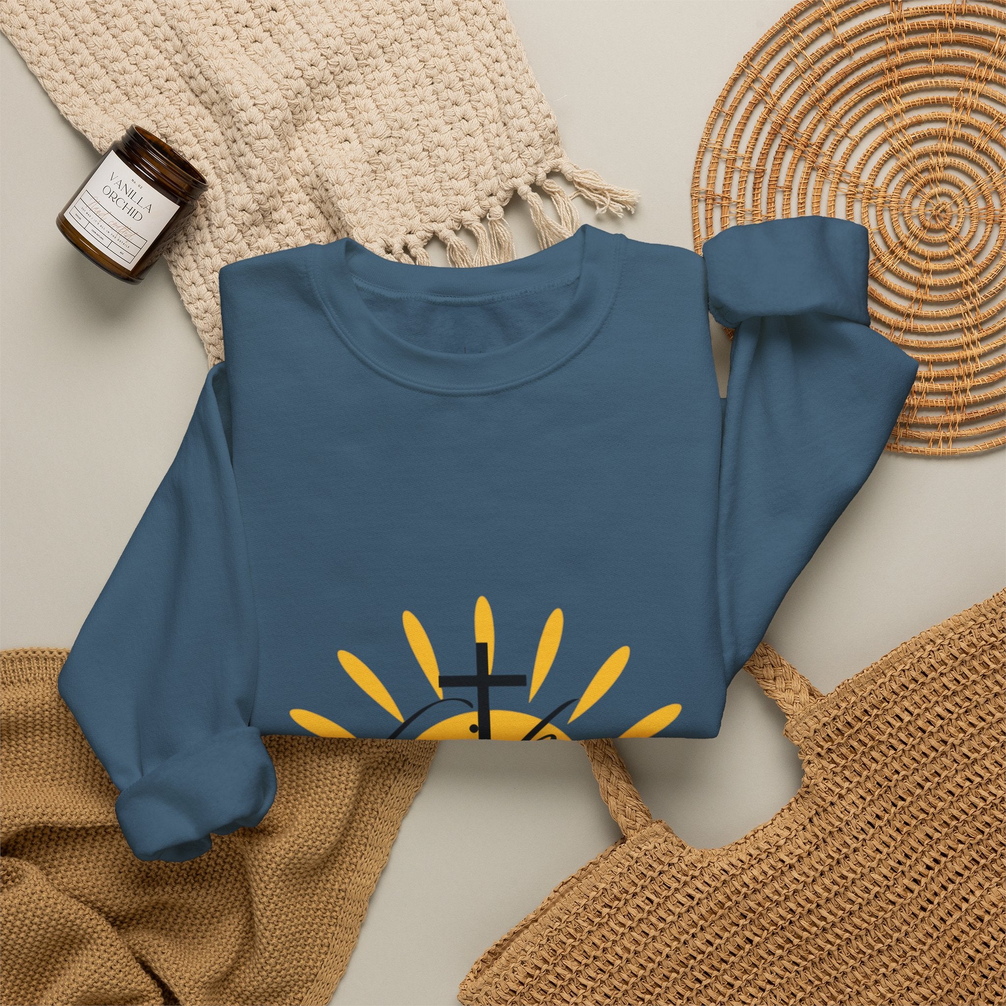 Faith Cross Sunrise - Men's Crewneck Sweatshirt