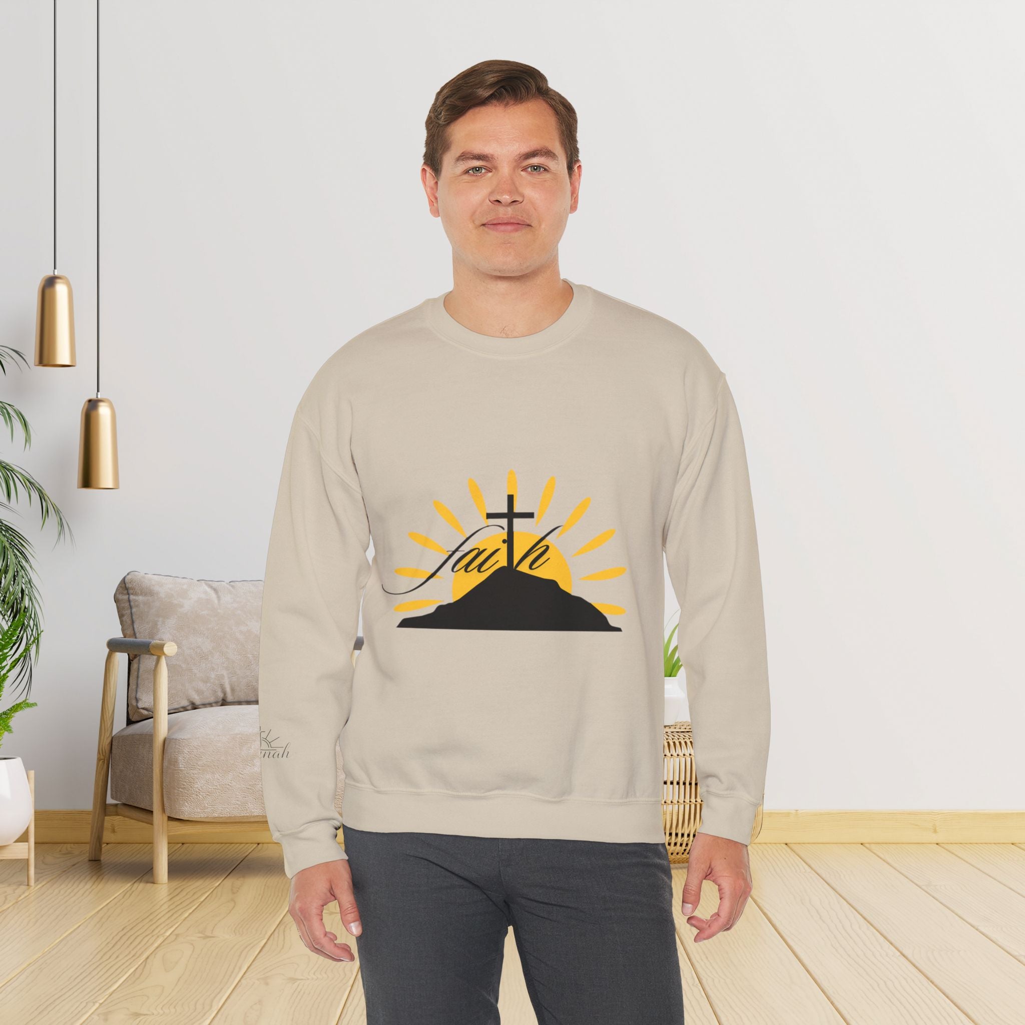 Faith Cross Sunrise - Men's Crewneck Sweatshirt