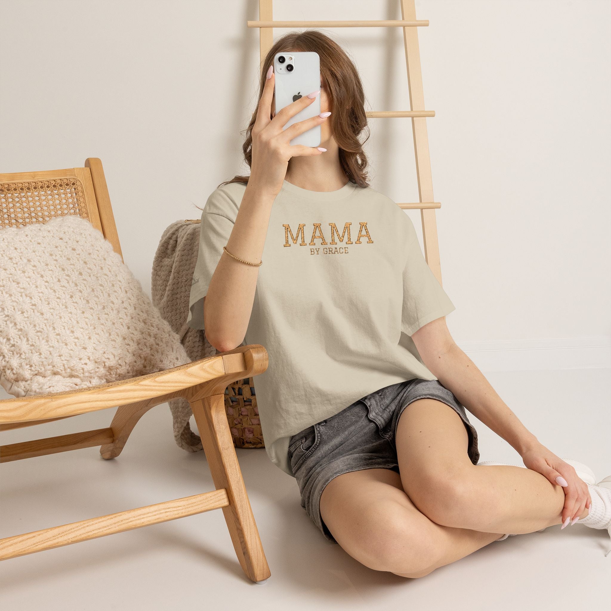 Mama by Grace - Embroidered Cotton T-Shirt