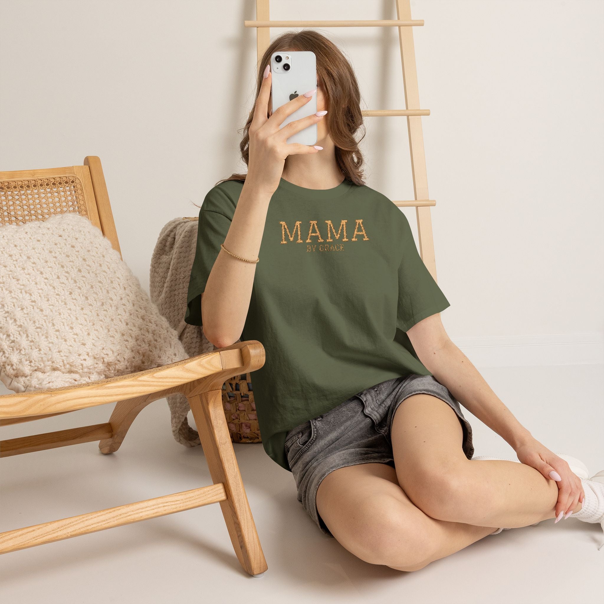 Mama by Grace - Embroidered Cotton T-Shirt
