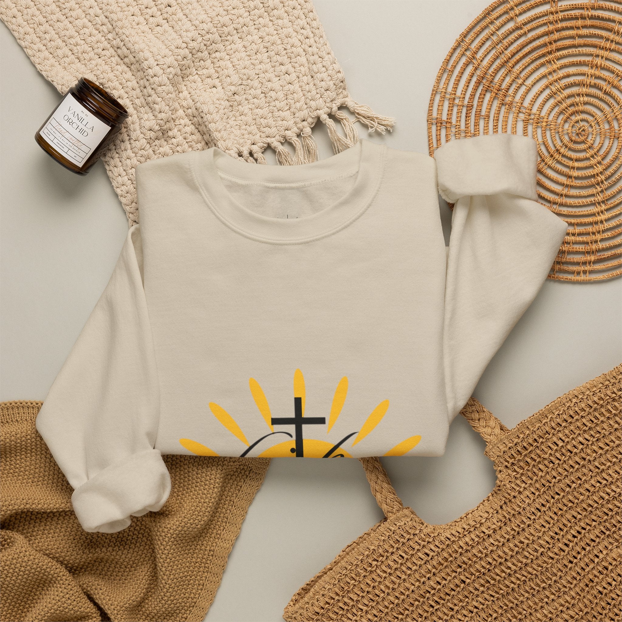 Faith Cross Sunrise - Men's Crewneck Sweatshirt
