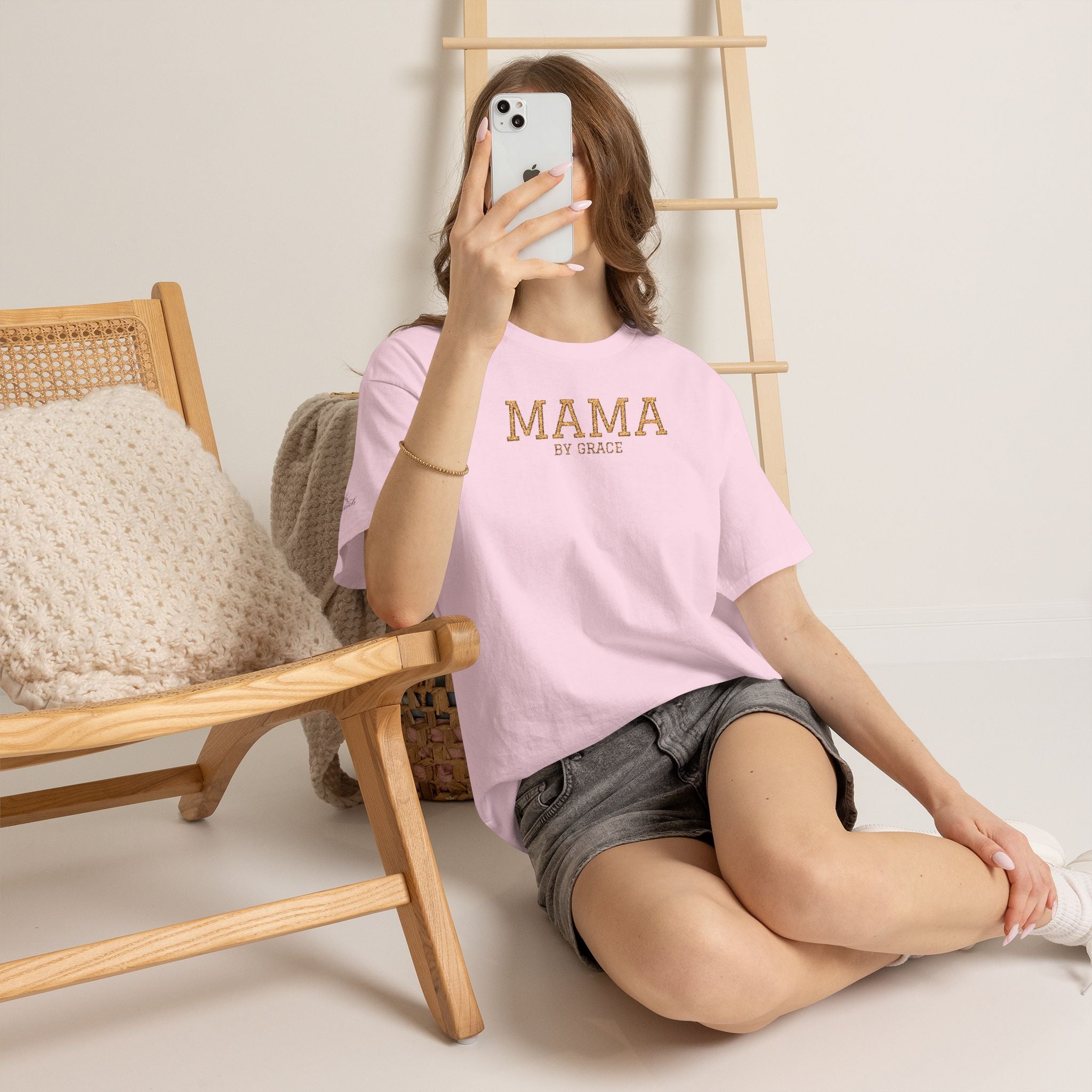 Mama by Grace - Embroidered Cotton T-Shirt