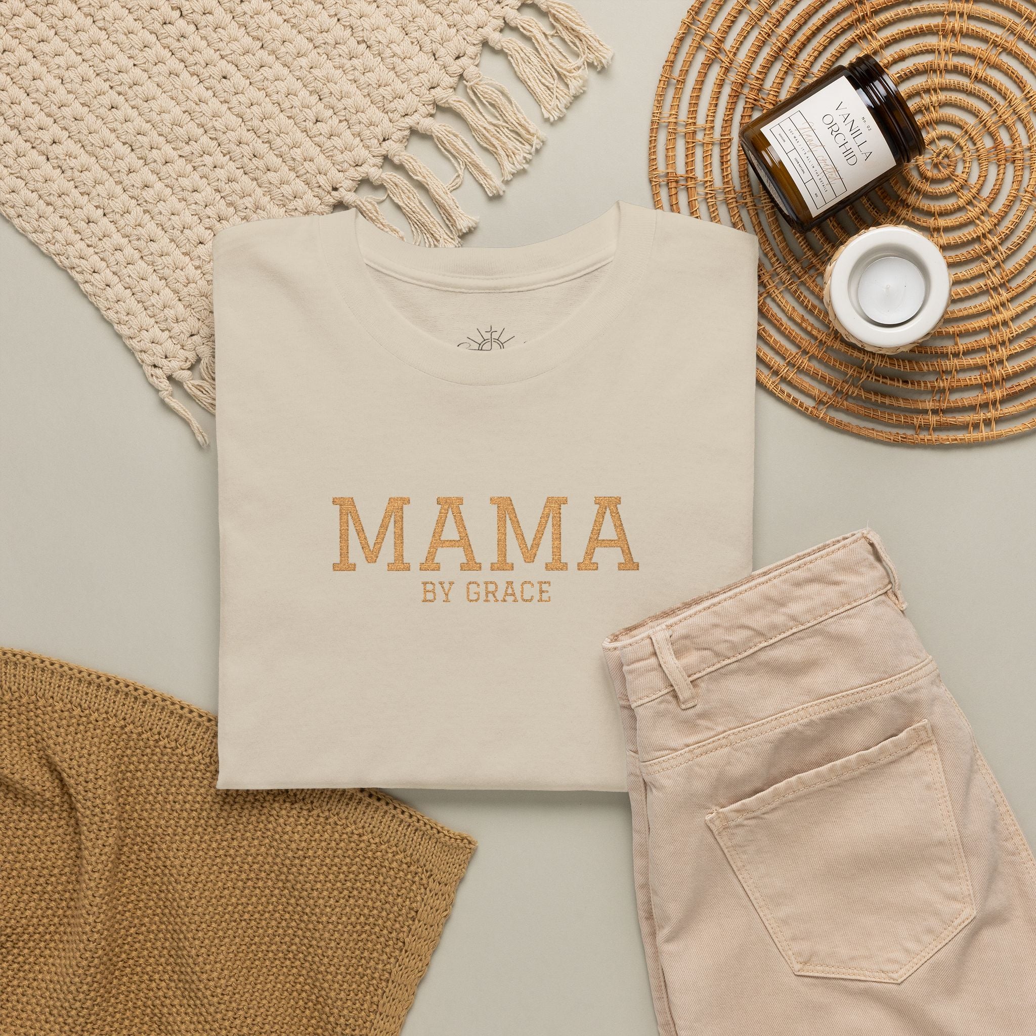 Mama by Grace - Embroidered Cotton T-Shirt