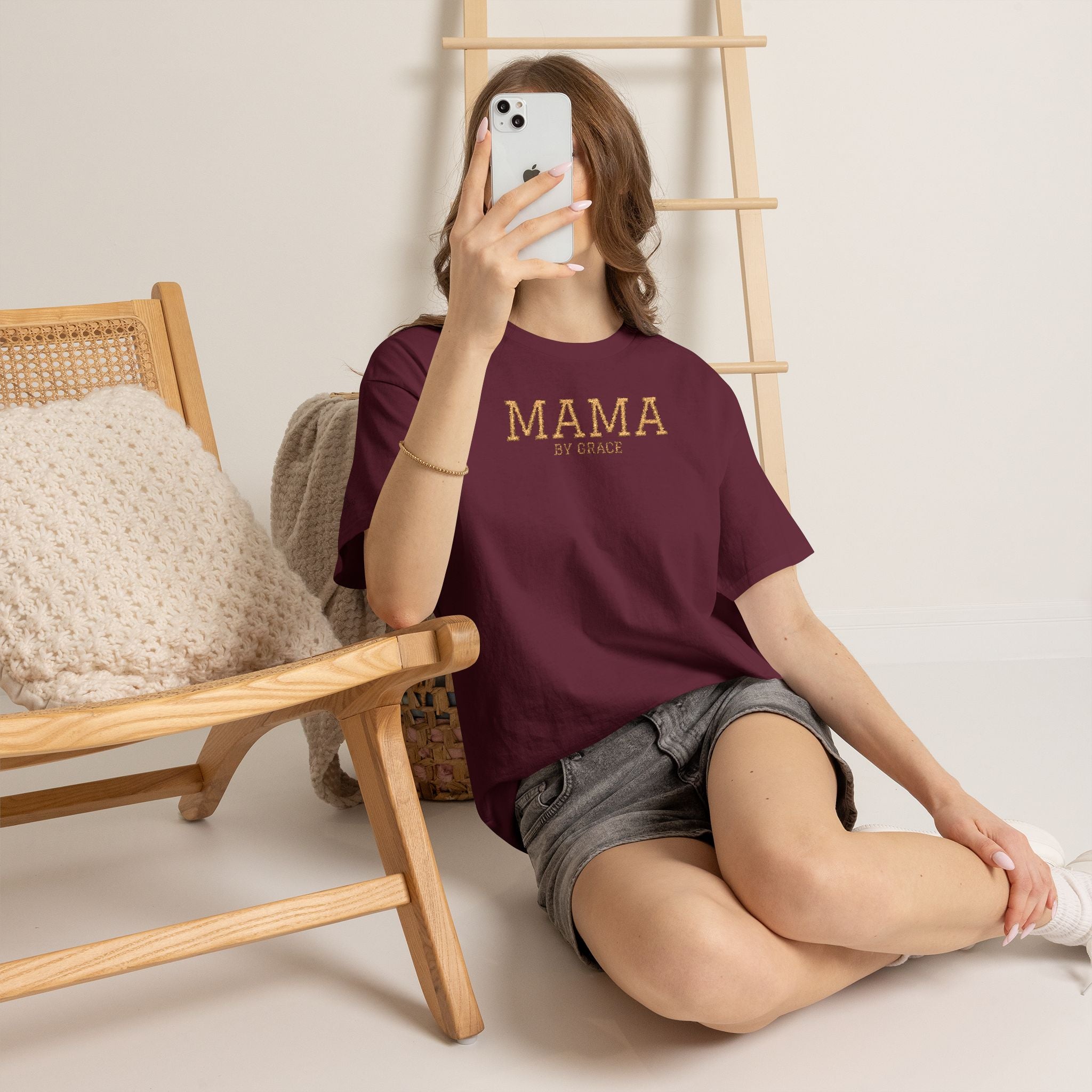 Mama by Grace - Embroidered Cotton T-Shirt