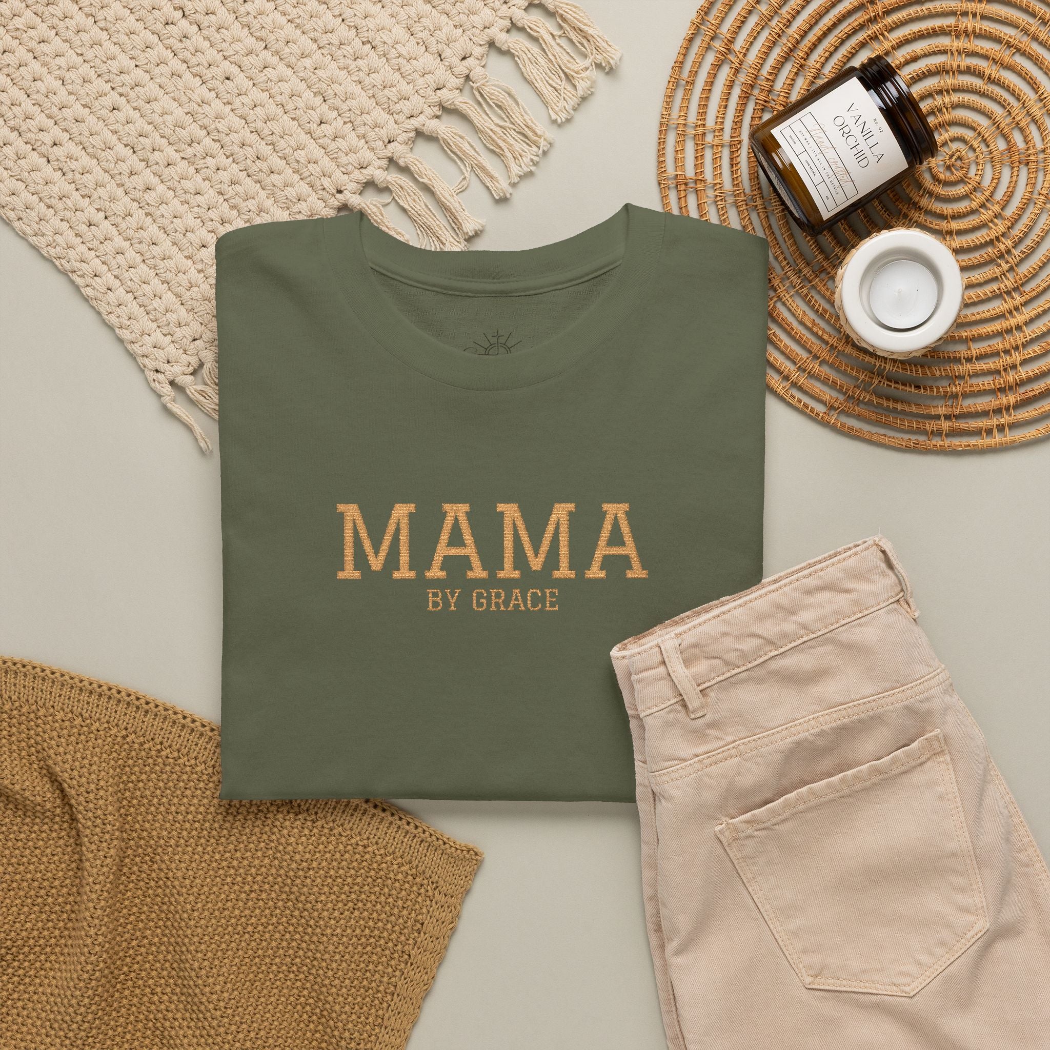 Mama by Grace - Embroidered Cotton T-Shirt