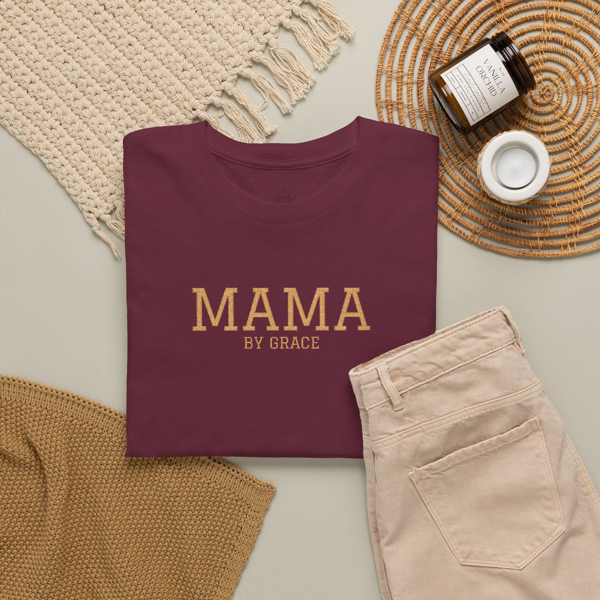 Mama by Grace - Embroidered Cotton T-Shirt