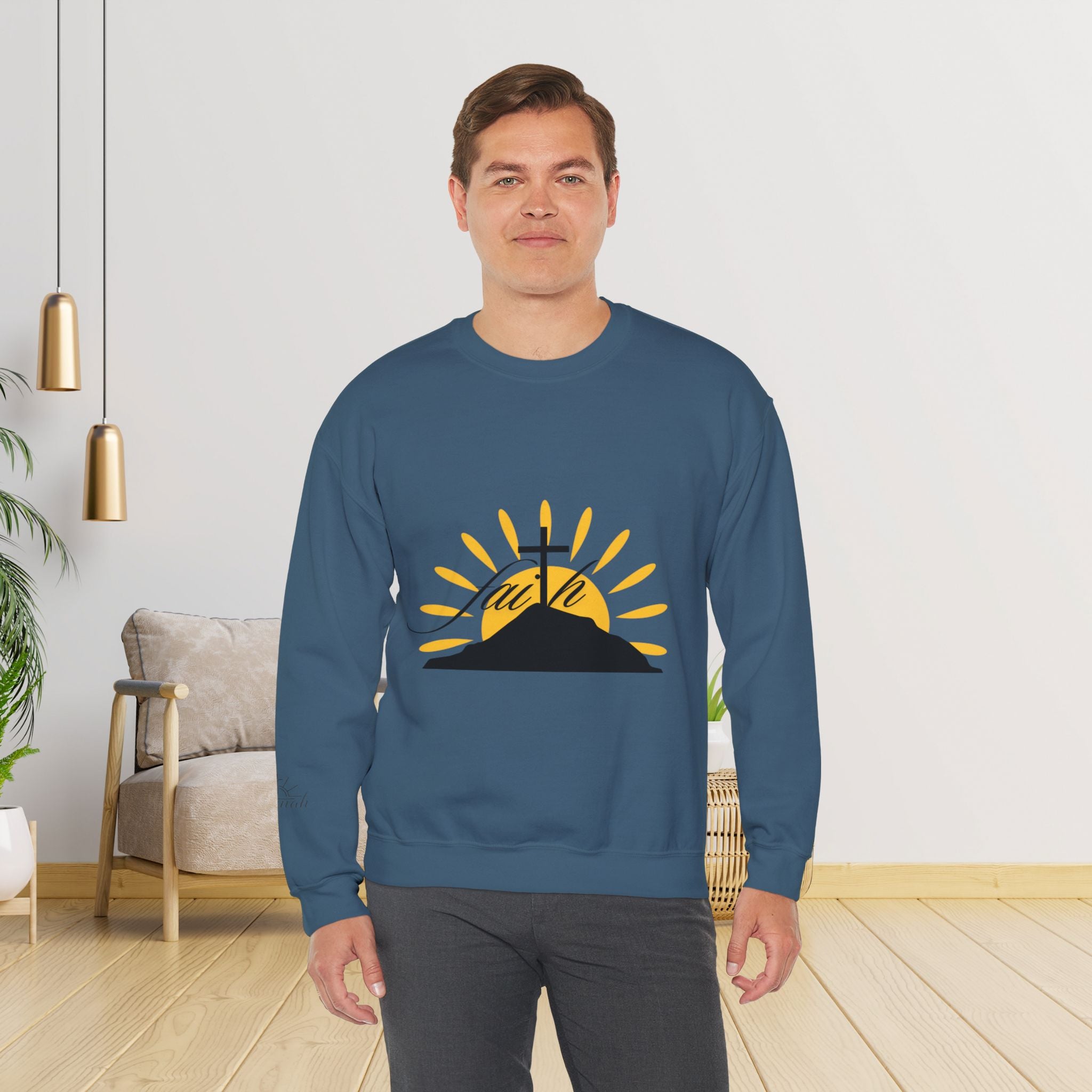 Faith Cross Sunrise - Men's Crewneck Sweatshirt