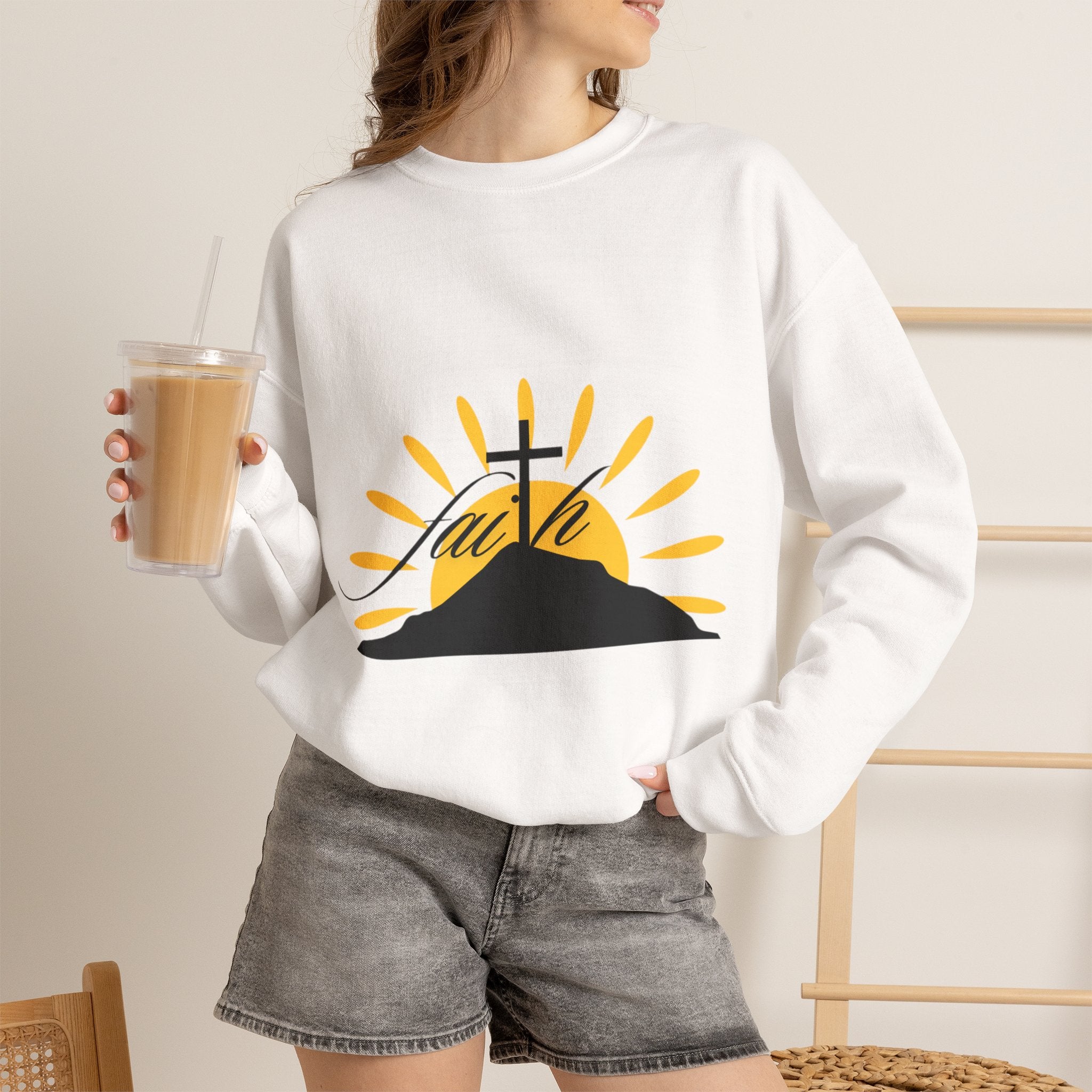 Faith Cross Sunrise - Women's Crewneck Sweatshirt