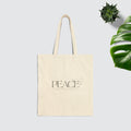 Peace Cotton Tote Bag - Minimalist "PEACE" Canvas Grocery & Everyday Market Bag