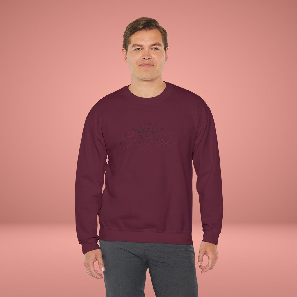 Emanah Sun Script embroidery, Cozy Neutral Pullover - Men's Crewneck Sweatshirt