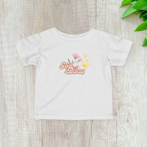 "God Bless" Floral Baby Shirt - Infant Tee