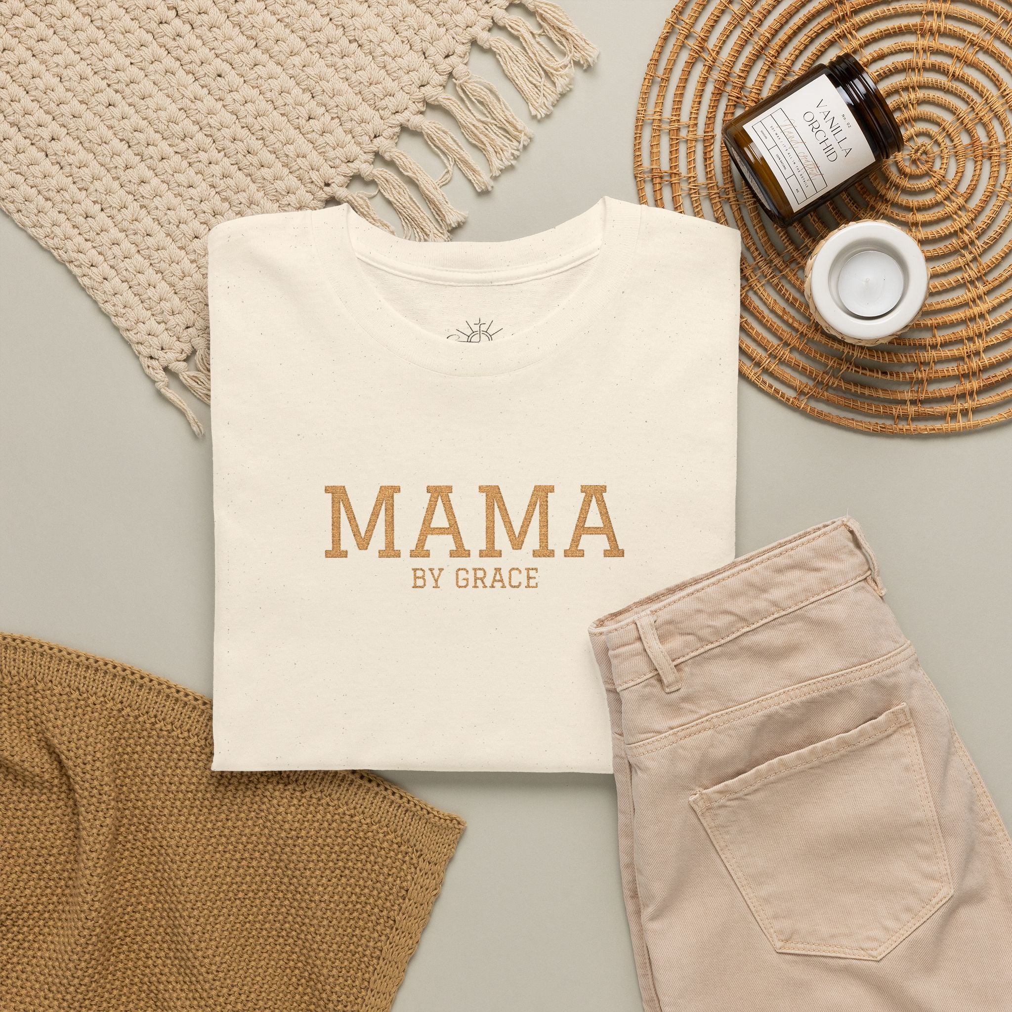 Mama by Grace - Embroidered Cotton T-Shirt